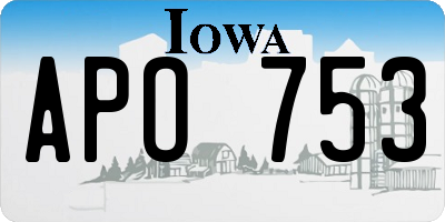 IA license plate APO753