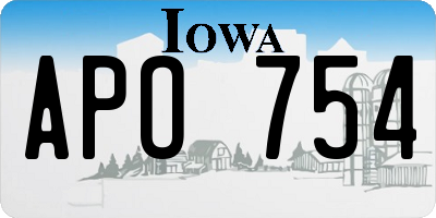 IA license plate APO754