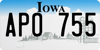 IA license plate APO755