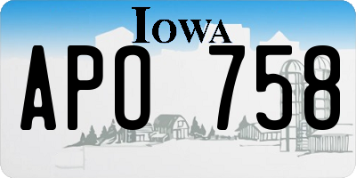 IA license plate APO758