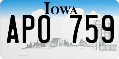 IA license plate APO759