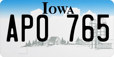 IA license plate APO765