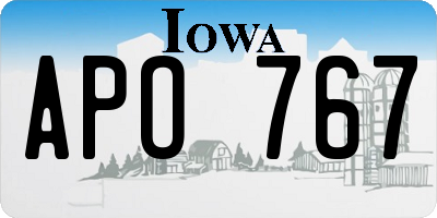 IA license plate APO767