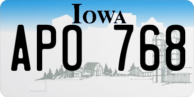 IA license plate APO768