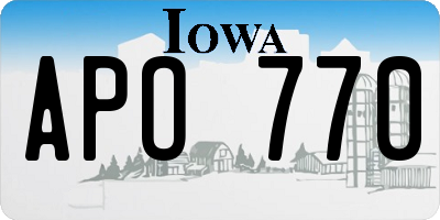 IA license plate APO770