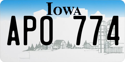IA license plate APO774