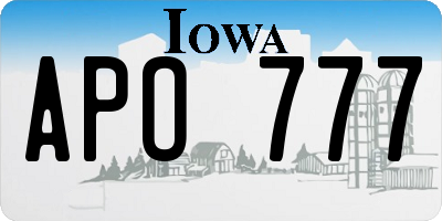 IA license plate APO777