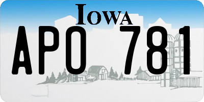 IA license plate APO781