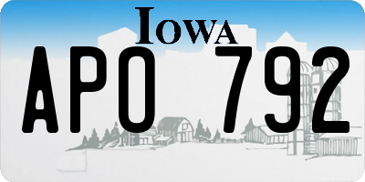 IA license plate APO792