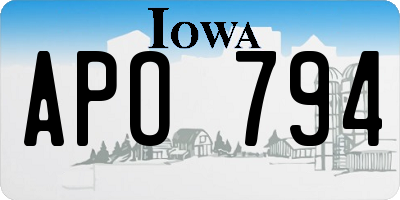 IA license plate APO794