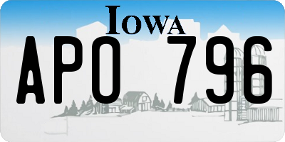IA license plate APO796