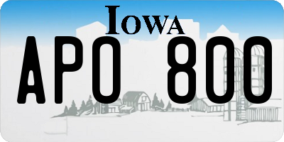 IA license plate APO800