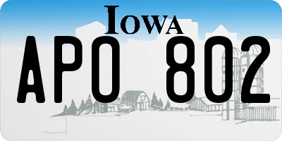 IA license plate APO802