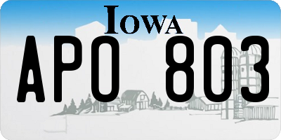 IA license plate APO803