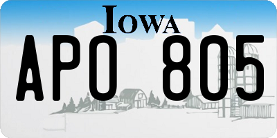 IA license plate APO805