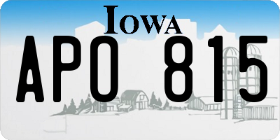 IA license plate APO815
