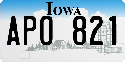 IA license plate APO821