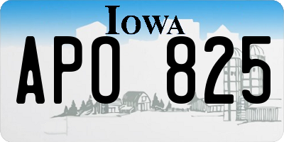 IA license plate APO825