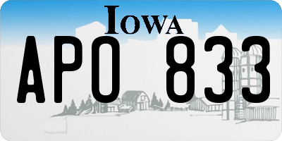 IA license plate APO833