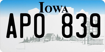IA license plate APO839