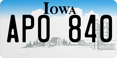 IA license plate APO840