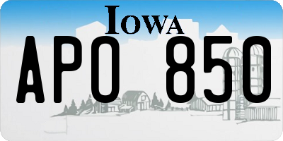 IA license plate APO850