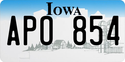 IA license plate APO854