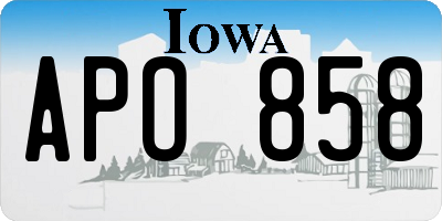 IA license plate APO858