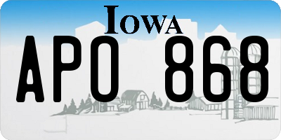 IA license plate APO868