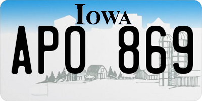 IA license plate APO869