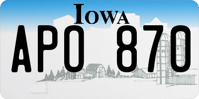 IA license plate APO870