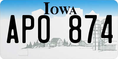 IA license plate APO874