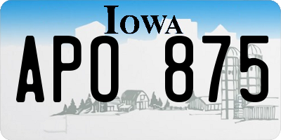 IA license plate APO875