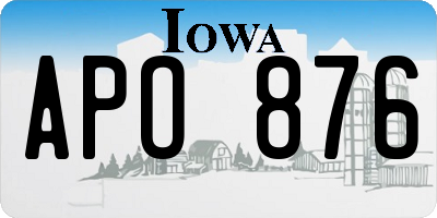 IA license plate APO876