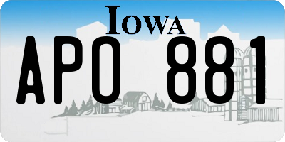 IA license plate APO881