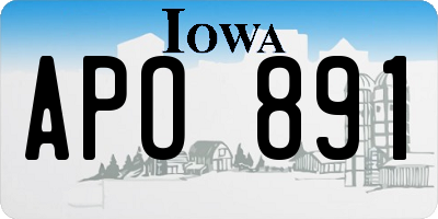 IA license plate APO891