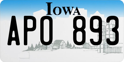 IA license plate APO893