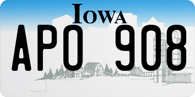IA license plate APO908