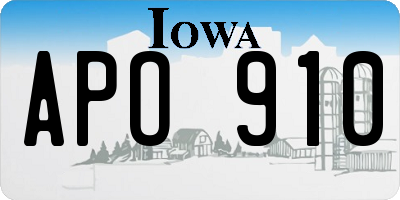 IA license plate APO910