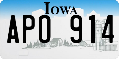 IA license plate APO914