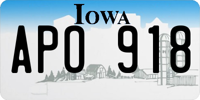 IA license plate APO918