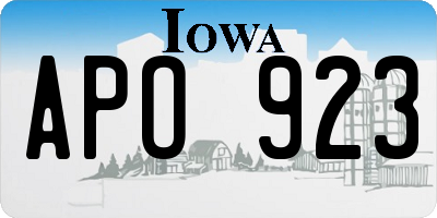 IA license plate APO923