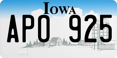 IA license plate APO925