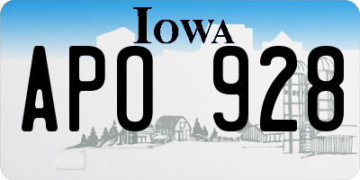 IA license plate APO928