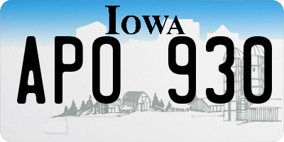 IA license plate APO930