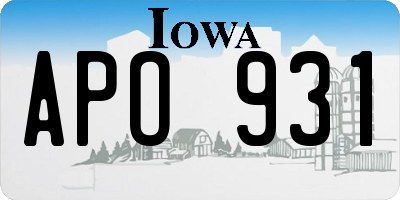 IA license plate APO931