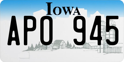 IA license plate APO945