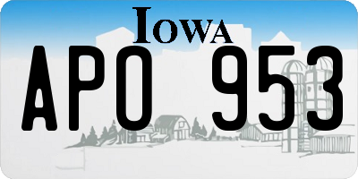 IA license plate APO953
