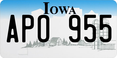 IA license plate APO955