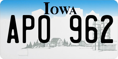 IA license plate APO962